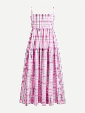 Like NEW 🌸 J. Crew Tie-back tiered poplin dress in violet plaid size 10